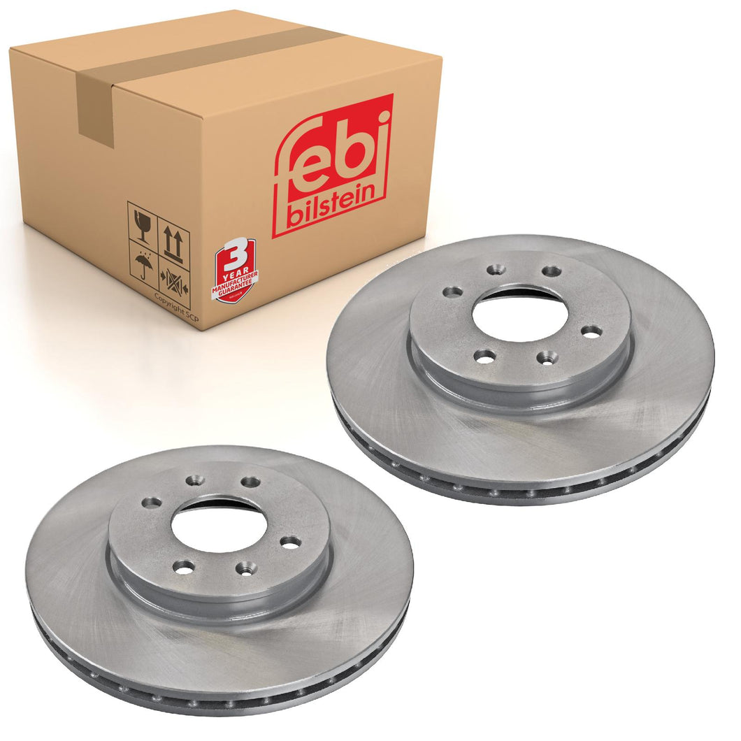 Pair of Front Brake Disc Fits Hyundai OE 51712C8000 Febi 108623