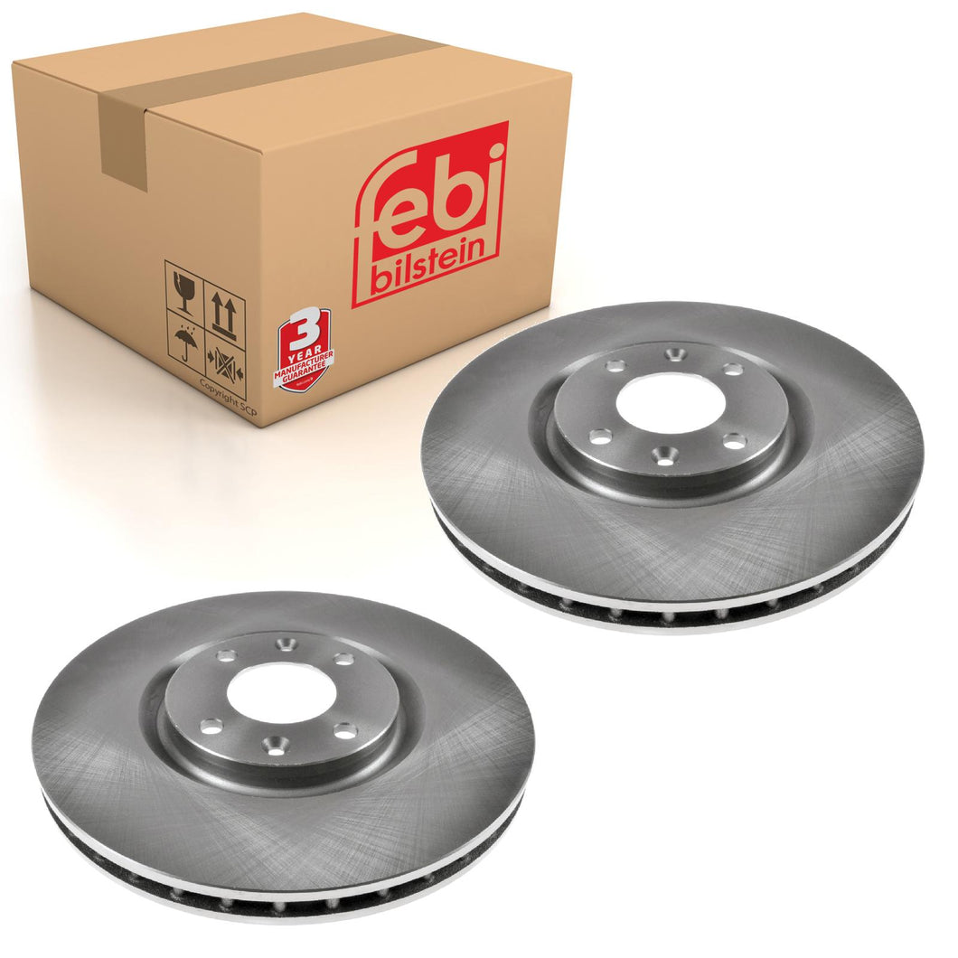 Pair of Front Brake Disc Fits Peugeot OE 4249.J8 Febi 108680