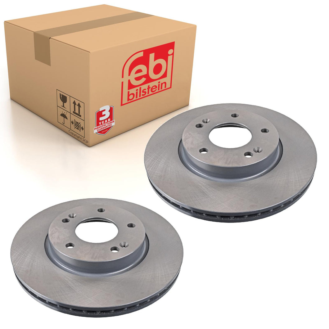 Pair of Front Brake Disc Fits Kia OE 51712G2100 Febi 108682