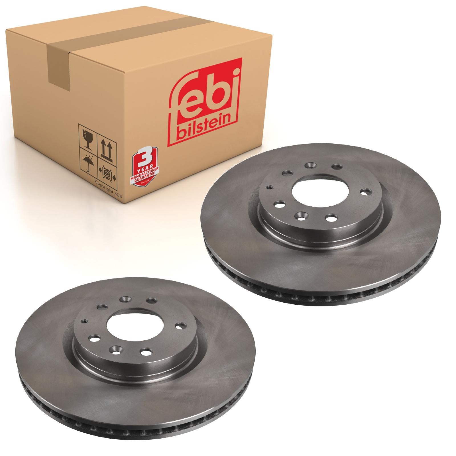 Pair of Front Brake Disc Fits Mazda OE F15233251A Febi 108687 