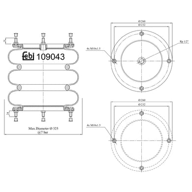 Air Spring Fits Gigant Achsen OE 881204 Febi 109043