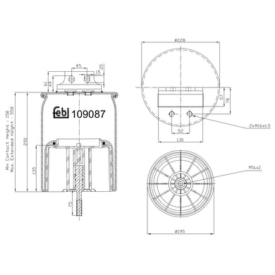 Air Spring Inc Plastic Piston & Piston Rod Fits IVECO OE 500042588 Febi 109087