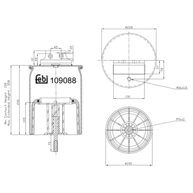 Air Spring Inc Plastic Piston & Piston Rod Fits IVECO OE 500042589 Febi 109088