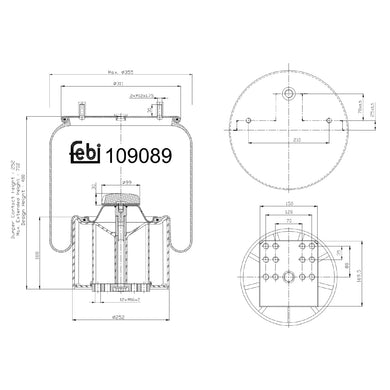 Air Spring Inc Plastic Piston Fits Bergische Achsen OE 0542943510 Febi 109089