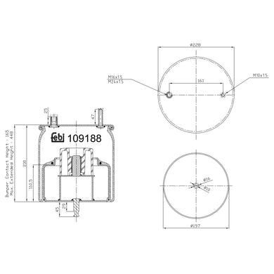 Air Spring Inc Steel Piston & Piston Rod Fits Renault (RVI) Commerci Febi 109188