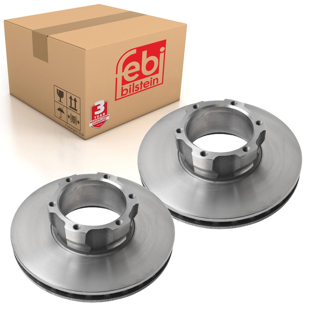 Pair of Front Brake Disc Fits Mercedes Benz Vario Model 667 668 670 V Febi 10919