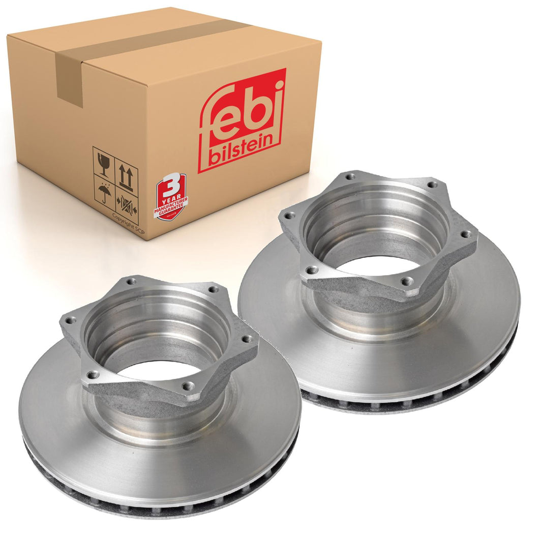 Pair of Rear Brake Disc Fits Mercedes Benz Vario Model 668 670 EVOBUS Febi 10921