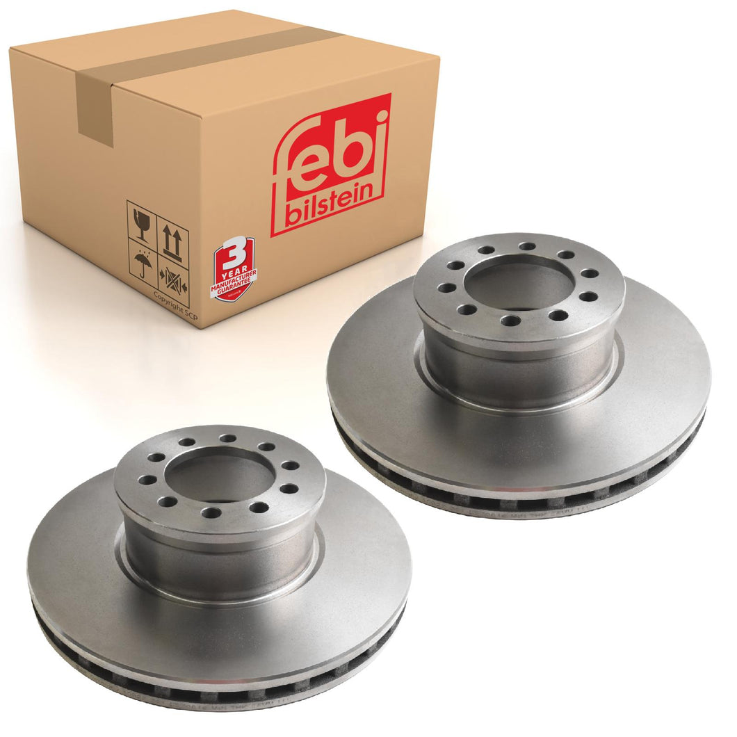 Pair of Front Brake Disc Fits Mercedes Benz Actros Antos Atego Axor I Febi 10922