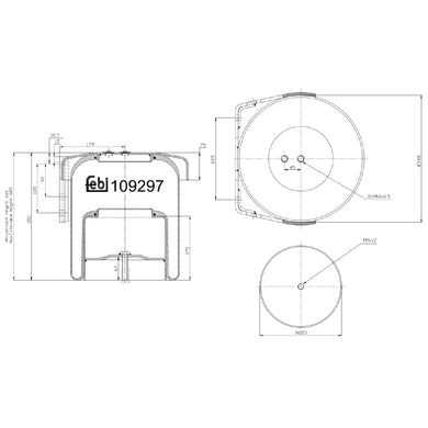 Air Spring Inc Steel Piston & Piston Rod Fits IVECO OE 500042576 Febi 109297