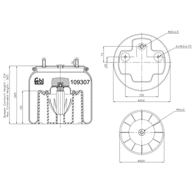 Air Spring Inc Plastic Piston Fits Bergische Achsen OE 0542943860 Febi 109307