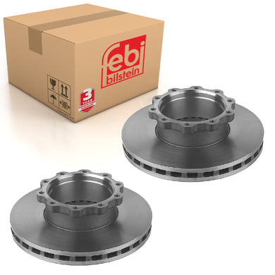 Pair of Front Brake Disc Fits Volvo B10 B BLE L B12 B7 LDD R B9 S TL Febi 11190