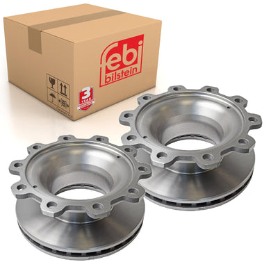 Pair of Brake Disc No Pole Wheel Mounting Fits Bergische Achsen Febi 14629