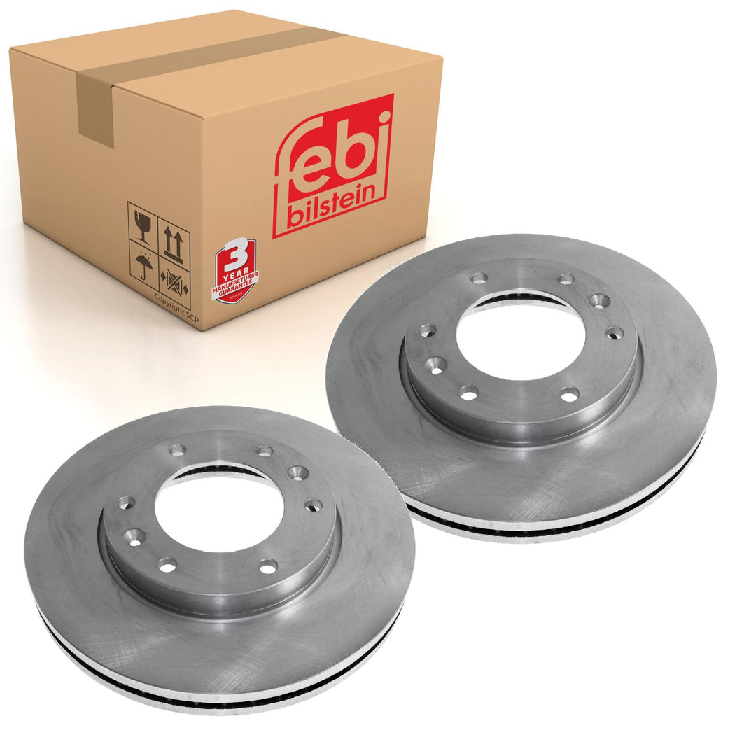Pair of Front Brake Disc Fits Hyundai OE 517124H500 Febi 170609