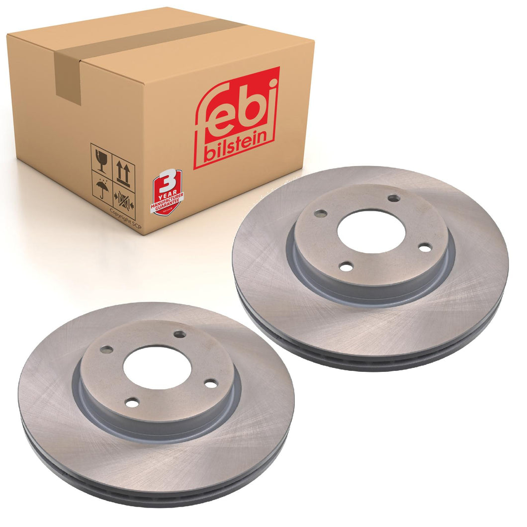 Pair of Front Brake Disc Fits Nissan OE 40206EM10A Febi 170744