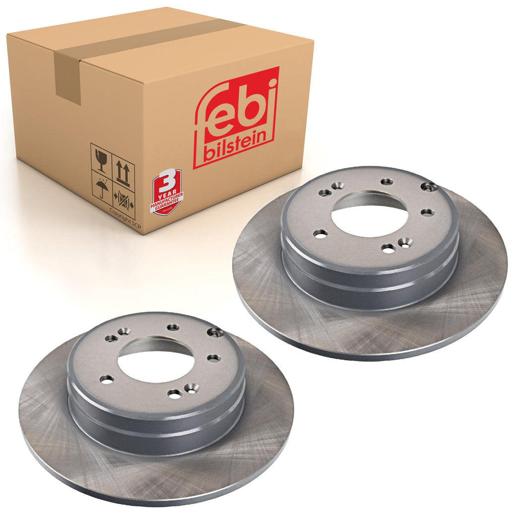 Pair of Rear Brake Disc Fits Kia OE 584113S100 Febi 170819