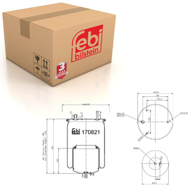 Rear Air Spring Inc Steel Piston Fits Volvo Commercial OE 22058741 Febi 170821