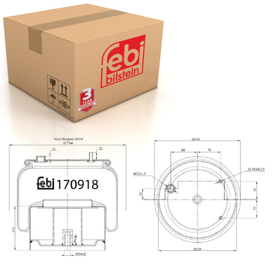 Rear Air Spring Inc Steel Piston Fits DAF OE 1794423 Febi 170918