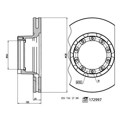 Pair of Brake Disc Fits Sauer Achsen OE 3 079 0015 01 Febi 172997