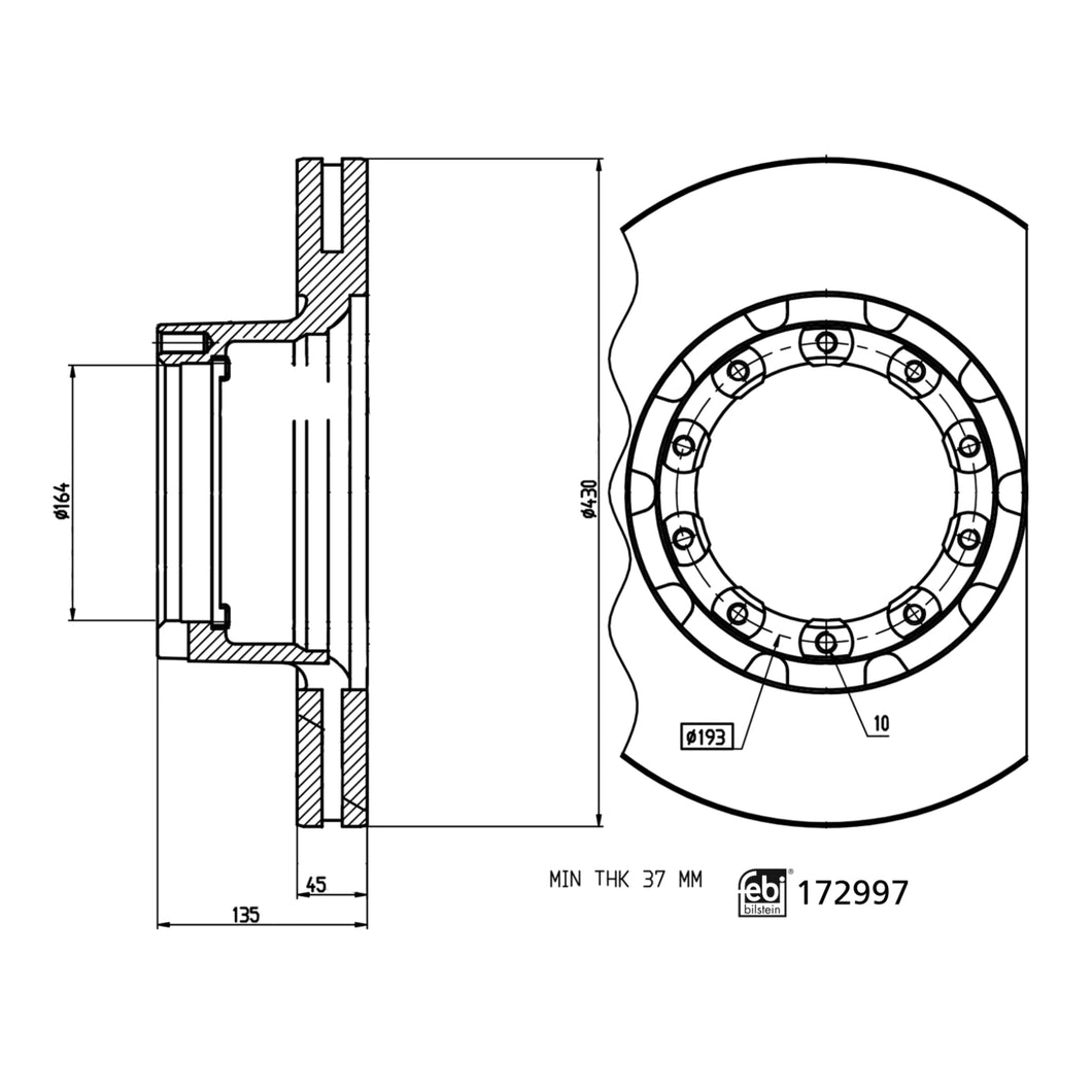 Pair of Brake Disc Fits Sauer Achsen OE 3 079 0015 01 Febi 172997