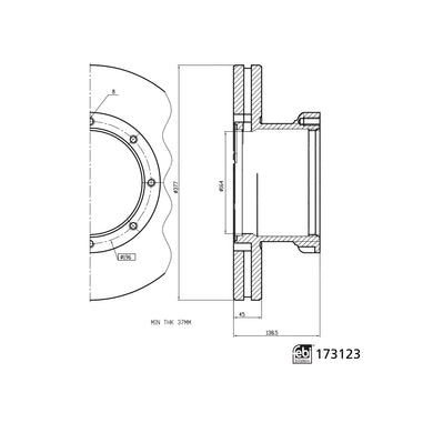 Pair of Brake Disc Fits DAF OE 1142 132 Febi 173123