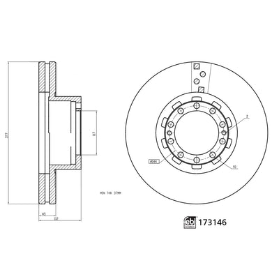 Pair of Brake Disc Fits DAF OE 1142 086 Febi 173146