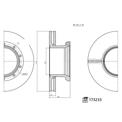 Pair of Brake Disc Fits Meritor (ROR) OE 68323825 Febi 173233