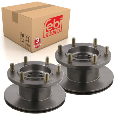 Pair of Front Brake Disc Inc Wheel Stud Fits IVECO Daily CNG TurboDai Febi 17347