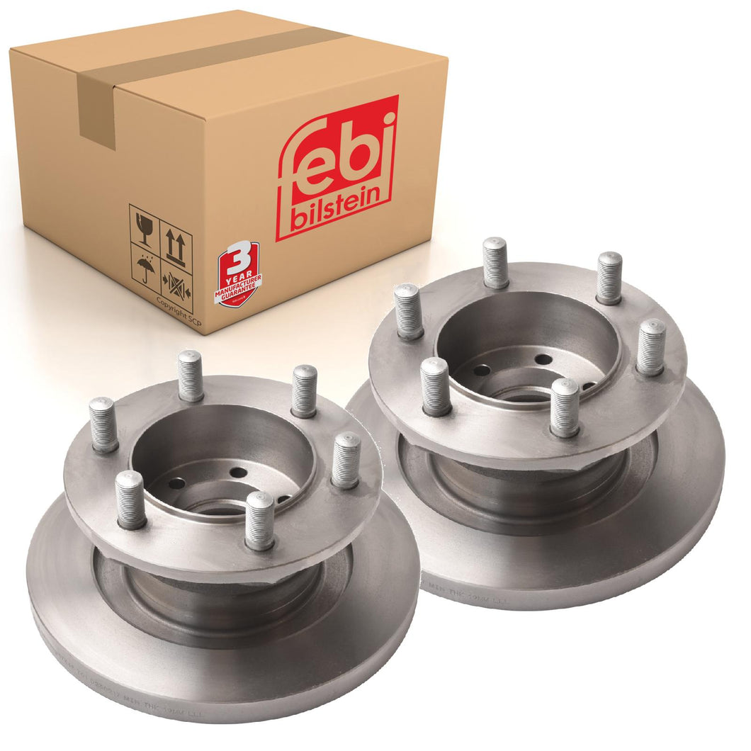 Pair of Front Brake Disc Inc Wheel Stud Fits IVECO LCV Daily CNG NewD Febi 17348