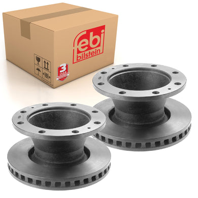 Pair of Front Brake Disc No Wheel Bolt Fits IVECO EuroCargo EuroFireE Febi 17370
