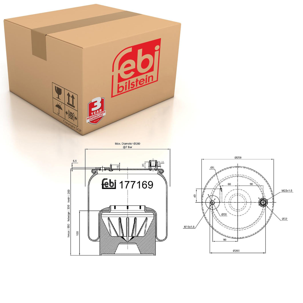 Air Spring Fits Mercedes OE 961 320 37 21 Febi 177169