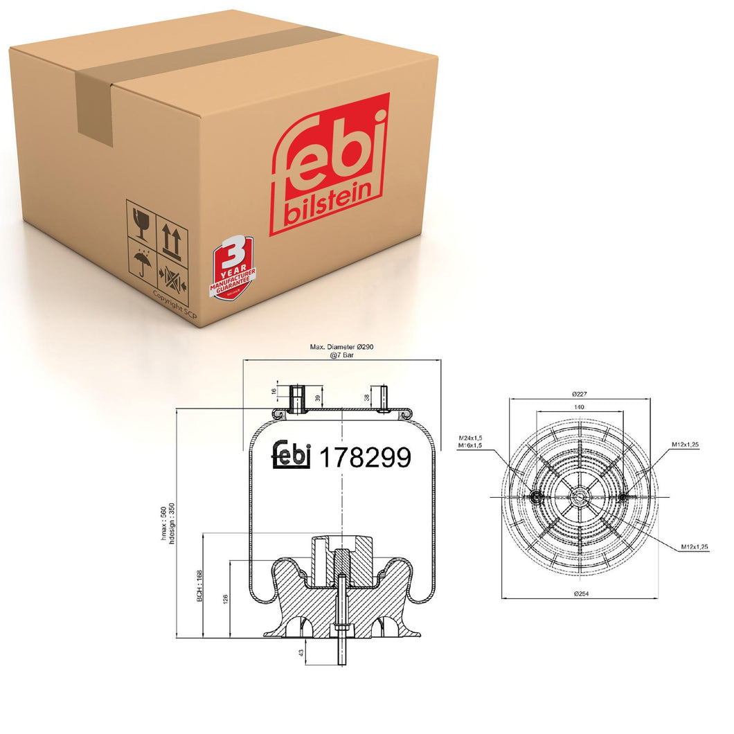 Air Spring Fits Renault OE 50 10 383 616 Febi 178299