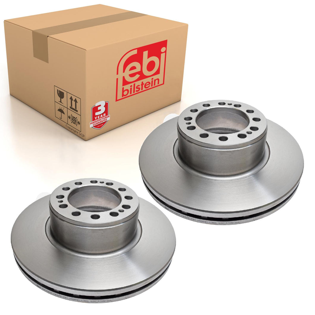Pair of Rear Brake Disc Fits Sauer Achsen OE 4079000502 Febi 18277
