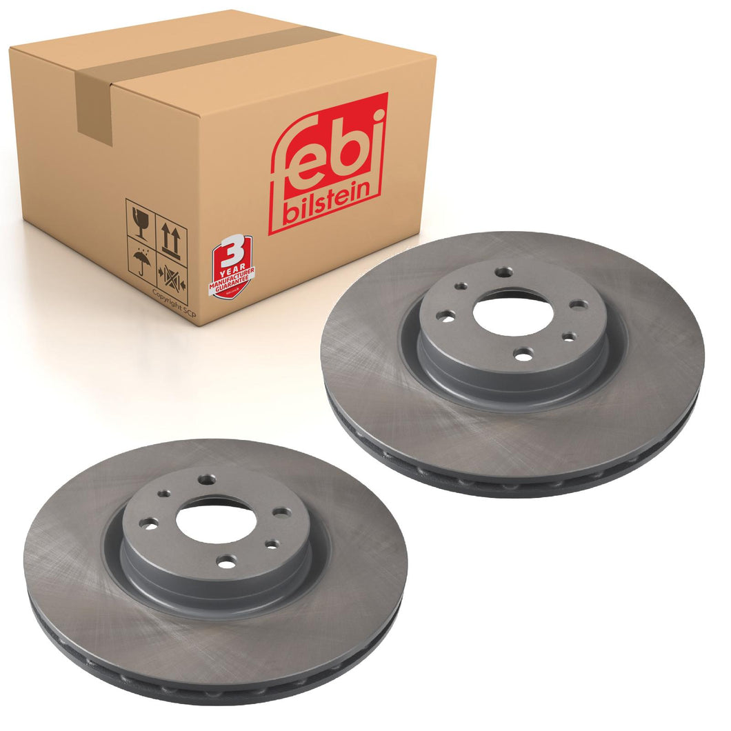 Pair of Front Brake Disc Fits Abarth 500 312 554 C Lancia Delta Musa Febi 18546