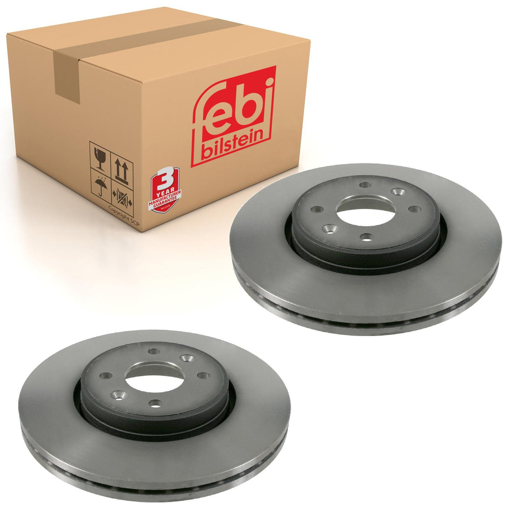 Pair of Front Brake Disc Fits Dacia Renault Captur Clio Grand Scenic Febi 19923