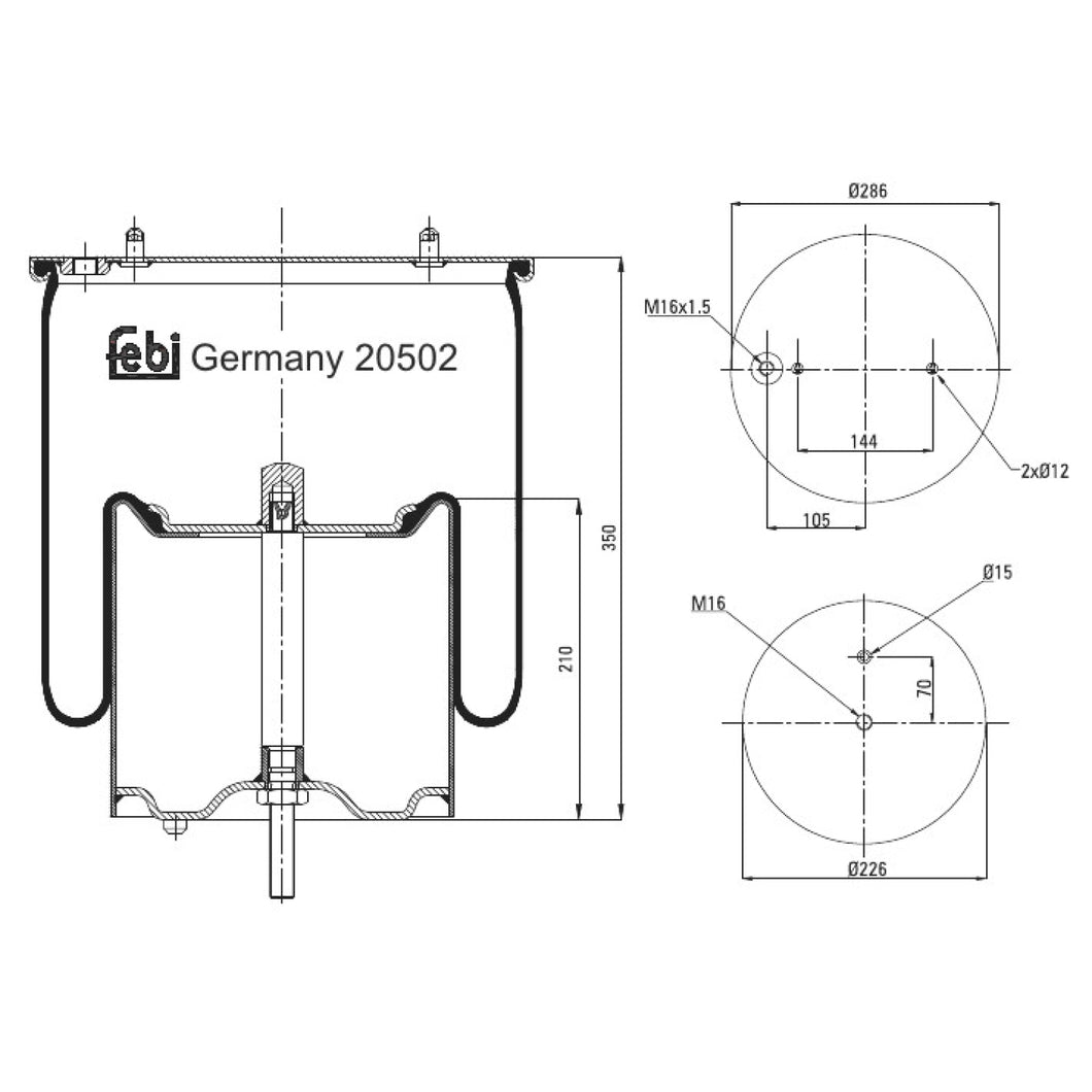 Rear Air Spring Inc Steel Piston Fits Scania Serie 3 4113M 340 113M 3 Febi 20502