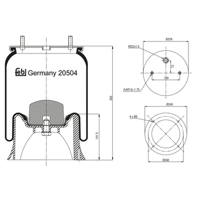Air Spring Inc Plastic Piston Fits Sauer Achsen OE 3229000702 Febi 20504