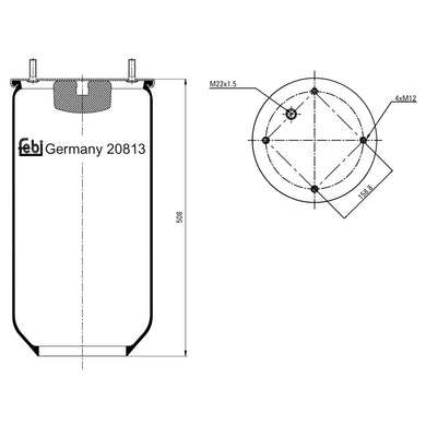 Air Spring No Piston Fits ROR Sauer Achsen IVECO bitte Abmessungen be Febi 20813