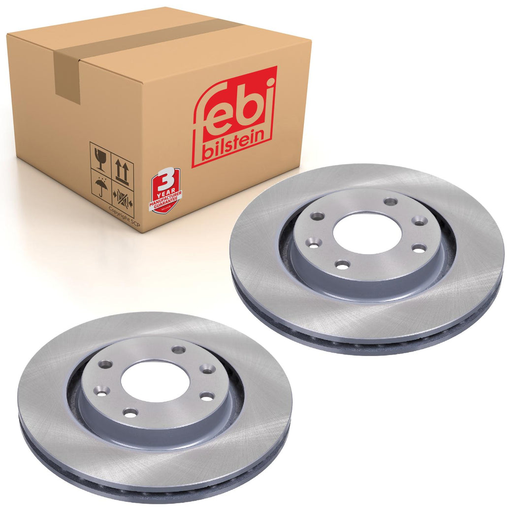 Pair of Front Brake Disc Fits Peugeot 1007 206 206+ 207 307 Partner R Febi 21120