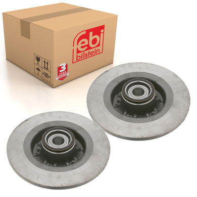 Pair of Rear Brake Disc Inc Wheel Bearing & Abs Sensor Ring Fits Rena Febi 21299