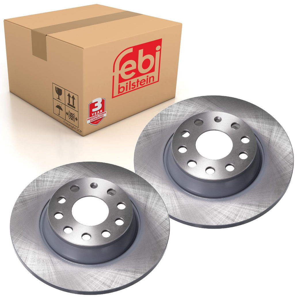 Pair of Rear Brake Disc Fits Volkswagen Crossgolf Crosstouran Eos Gol Febi 24382
