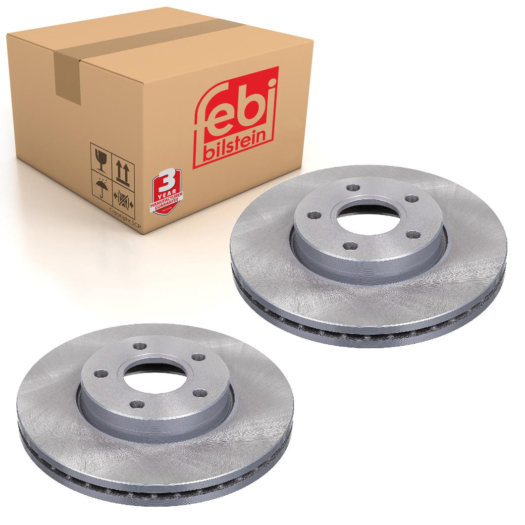 Pair of Front Brake Disc Fits Volvo C 30 S 40 50 Ford C-MAX 11 Focus Febi 24565