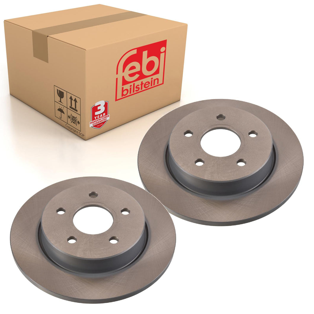 Pair of Rear Brake Disc Fits Mazda Mazda3 BK Ford C-MAX Focus 8 Febi 24619