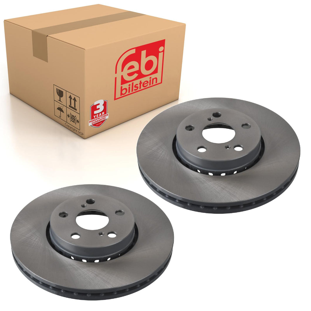 Pair of Front Brake Disc Fits Toyota Avensis I OE 4351220730 Febi 26065