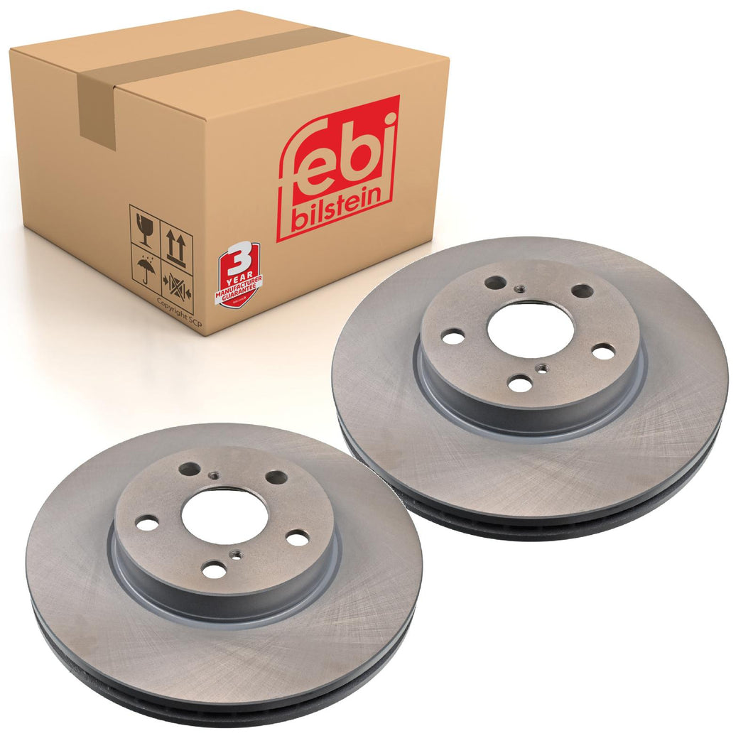 Pair of Front Brake Disc Fits Toyota Avensis I OE 4351205030 Febi 26072