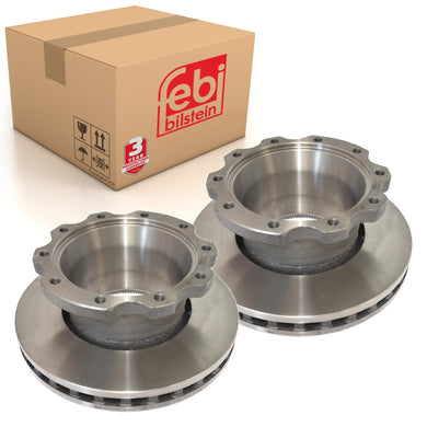 Pair of Brake Disc Inc Abs Sensor Ring Fits ROR OE 21227349 Febi 26095