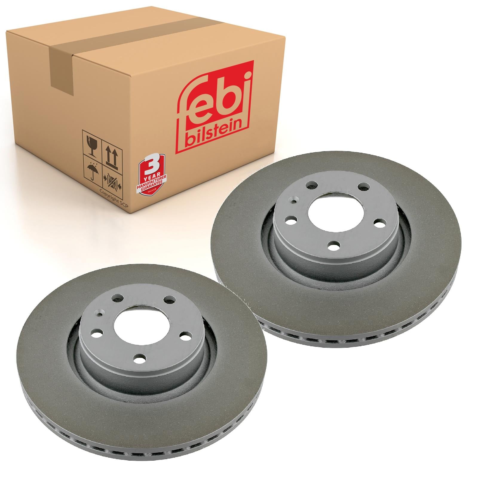 Pair of Front Brake Disc Fits Audi A6 quattro A8 RS6 S6 4F Febi 
