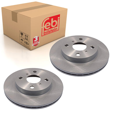 Pair of Front Brake Disc Fits Toyota Vitz Yaris I OE 4351252050 Febi 27399