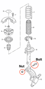 Golf Front Strut Pinch Bolt Hub Nut Kit VW Audi OE N90954802 Febi 27876