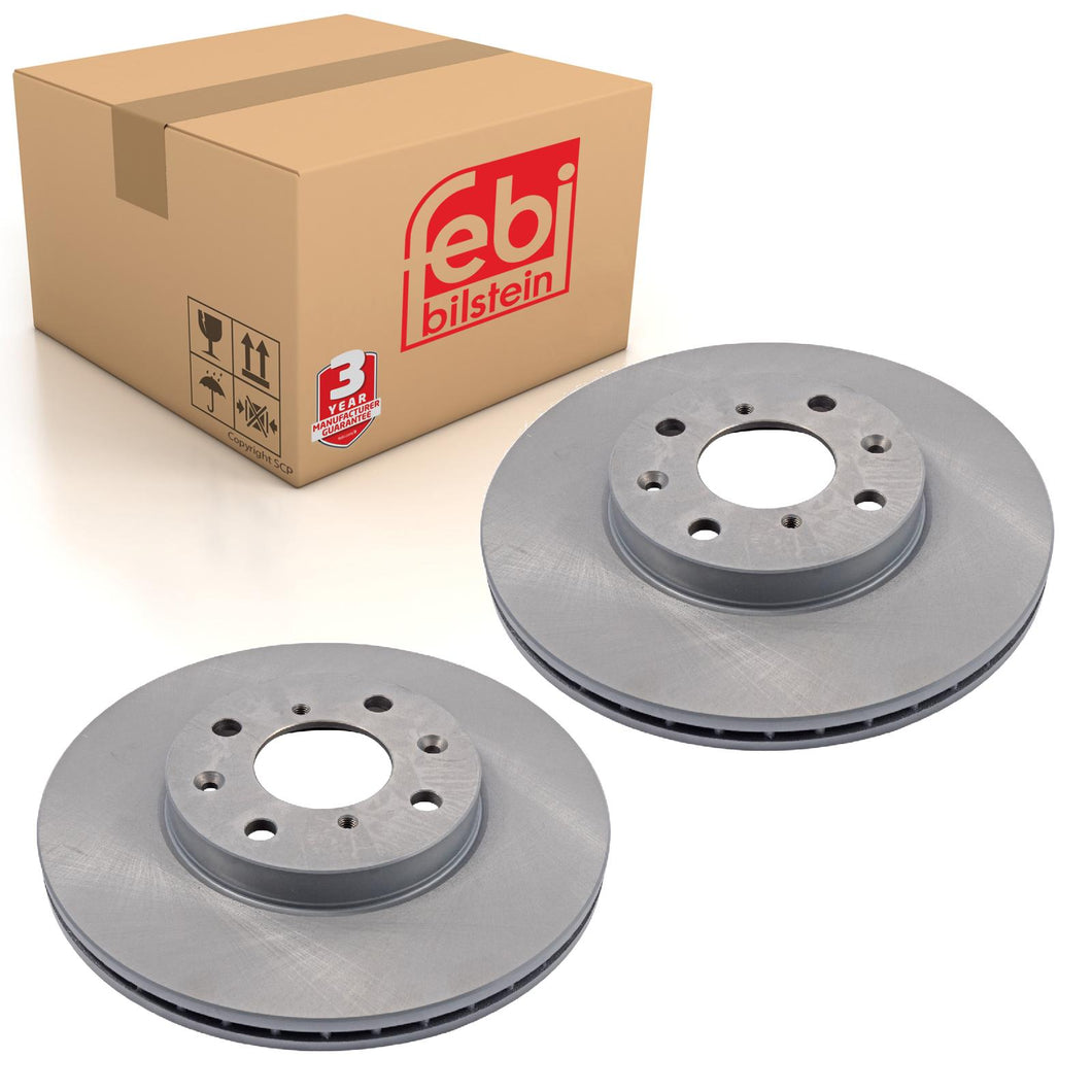 Pair of Front Brake Disc Fits Vauxhall Agila Suzuki Splash Swift B Febi 28435