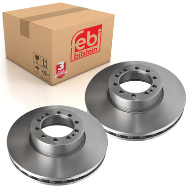 Pair of Front Brake Disc No Abs Sensor Ring Fits DAF LF 55 MEX NA E6L Febi 29154